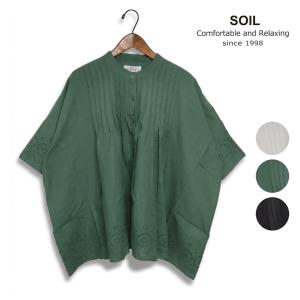 レディース SOIL ソイル 80s VOILE PLAIN WITH CUT WORK LACE BANDED COLLAR PINTUCK SHIRTS 品番：INSL26341【1枚までメール便配送可】