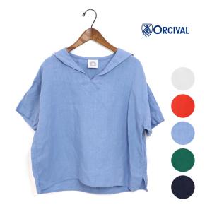 レディース/ORCIVAL/オーシバル/オーチバル/リネン 半袖セーラーシャツ/品番：OR-B0261YLM/2024春夏｜star-bars