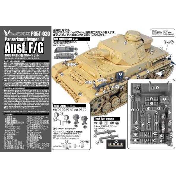 パッションモデルズ 1/35 IV号戦車 F型/G型 3Dパーツセット P35T-020