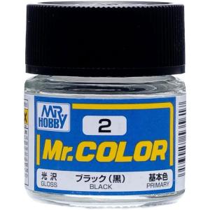 GSIクレオス 模型用塗料 Mr.ホビー Mr.カラー C2 ブラック 黒 光沢 10ml