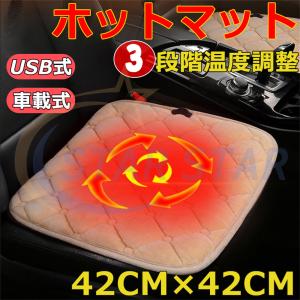 ホットマット  ホットカーペット 温度調節 USB 車載用 ミニ 一人用 省エネ 座布 電気ホットマット 座布団 キャンプ 車内 加熱パッド電気マット ペット 42×42cm