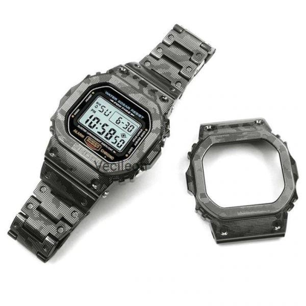 互換品 G-SHOCKカスタム用 カモフラ ステンレス製 ケースベルトセット 5600 5610 海...