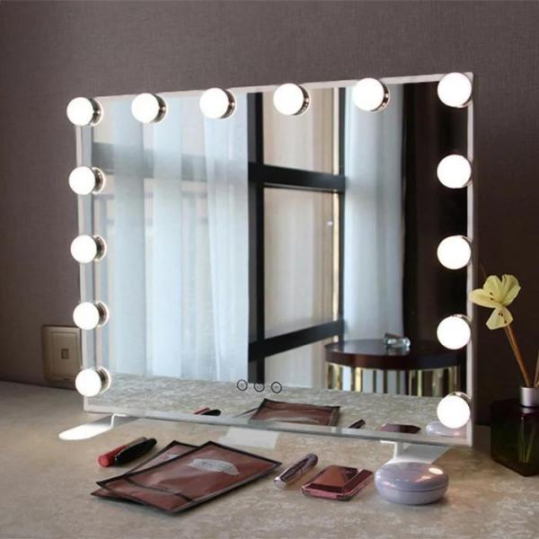 卓上 ミラー LED ライト付き 大型 タッチ操作 3モード調色 無段階調光 卓上 壁掛け 両用 ハ...