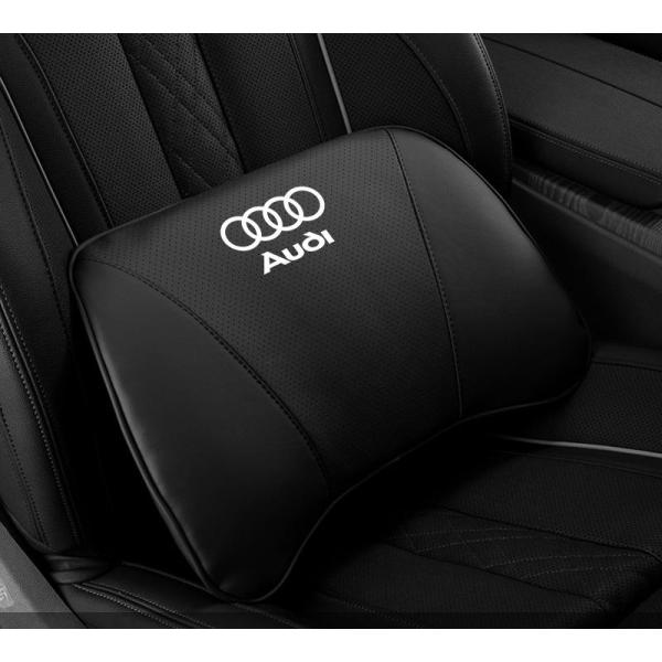 ◆アウディ AUDI◆ブラック◆車用 腰クッション 背もたれクッション 腰当て ナッパ レザー 低反...