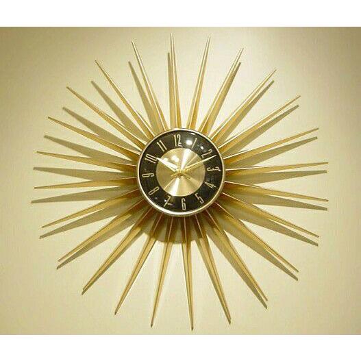 掛け時計　ＧＯＬＤ　ＳＵＮ   デザイン時計　ミッドセンチュリー　送料無料