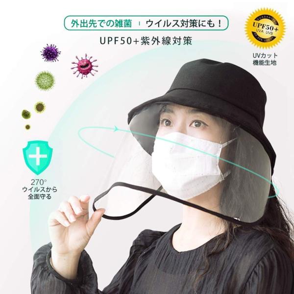 フェイスシールド 飛沫防止 ウイルス ハット  帽子 取り外し可 フェイスカバー クリックポスト 送...