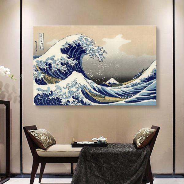 葛飾北斎 富嶽三十六景「神奈川沖浪裏」70×50 風景画 壁掛け 名画 ファブリック オシャレ イン...