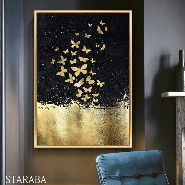 蝶々 チョウ ファブリックパネル 80cm×60cm オシャレ リビング インテリア 装飾 ホテル ...