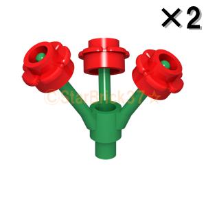 レゴ LEGO 植物パーツ ばら売り #24855 #24866 フラワーエッジと花の茎セット：レッ...