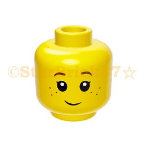 レゴ LEGO パーツ ばら売り #3626cpb0690 ミニフィグヘッド：イエロー(そばかす顔の女の子)｜starbrick37-lego