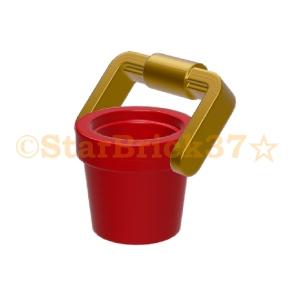 レゴ LEGO パーツ ばら売り #95343 #95344 バケツ1×1×1(取っ手パールゴールド付)：レッド