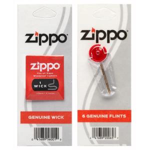 ジッポー 純正 着火石（フリント）と替え芯（ウィック）の セット　ZIPPO Genuine Flints + Wick　　消耗品