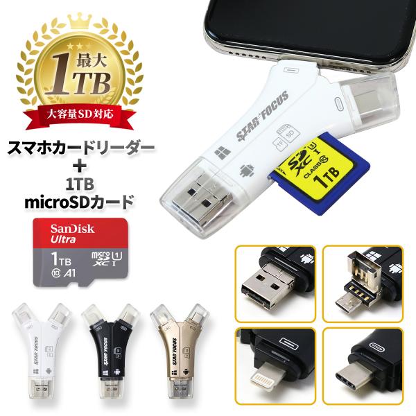 スマホ SD カードリーダー+microSDカード1TBセット