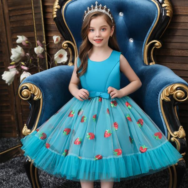 子供 ドレス 女の子 ピアノ発表会 キッズワンピース ジュニアドレス 結婚式 ノースリーブ 花柄 可...