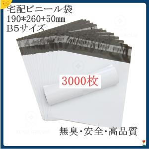 宅配袋 宅配ビニール袋 PE袋 宅配ポリ袋 郵送袋 配送用 軽量 防水 厚手 強力テープ付き ビジネス封筒 3000枚入り 190×260+50mm XCGS
