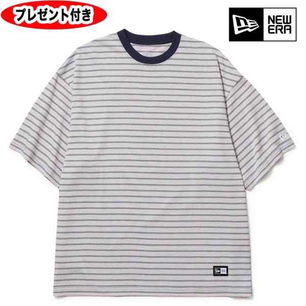 ニューエラ Tシャツ半袖 オーバーサイズド コットン Tシャツ Micro Border nvy N...