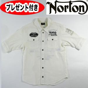 Norton ノートン 送料無料 刺繍五分袖シャツ 52N1505 WHITE / ホワイト オフホワイト｜starjack