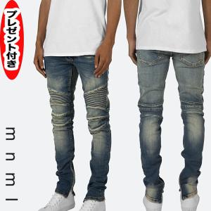 mnml ミニマル M14 STRETCH DENIM BLUE バイカーパンツ バイカーデニム バイカー デニムパンツ ストレッチ  スキニージーンズ  サイドジッパー 裾ジップ ZIP｜starjack