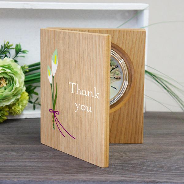 感謝状のブック型置き時計 カラーリリー 結婚式両親 プレゼント 子育て感謝状 記念品贈呈