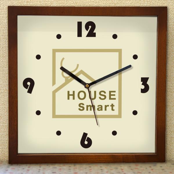 会社ロゴ時計 四角フレーム 木製時計 オーダーメイド 企業ロゴマーク 名入れ 寄贈 開店祝い 開業祝...