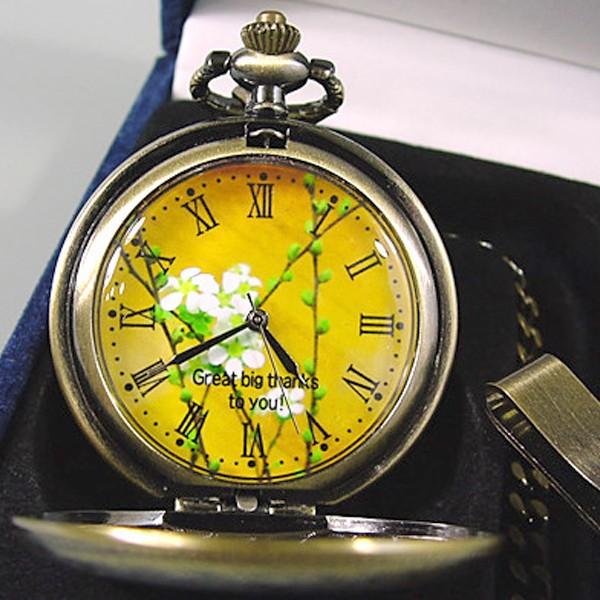 懐中時計 燻し金 燻し銀  写真文字盤  名入れ オリジナル 記念品 誕生日 新築祝い 結婚祝い 還...