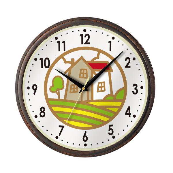 ロゴ時計 ウッド調枠 31センチ壁掛け時計  企業ロゴマーク  寄贈 開店祝い 開業祝い 開院祝い ...