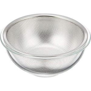 イシガキ産業 ザル ボウル 18cm 耐熱ガラス ボウル & ステンレス パンチング ザル セット ボール 電子レンジ オーブン 可能 4075 1個