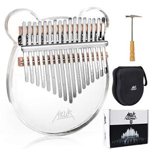 AKLOT カリンバ17キー 親指ピアノ 透明的なアクリル バック付き