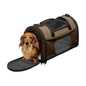 アイリスオーヤマ ペットキャリー 折りたたみ 収納付 シートベルト固定可 ブラウン 小型犬 Mサイズ