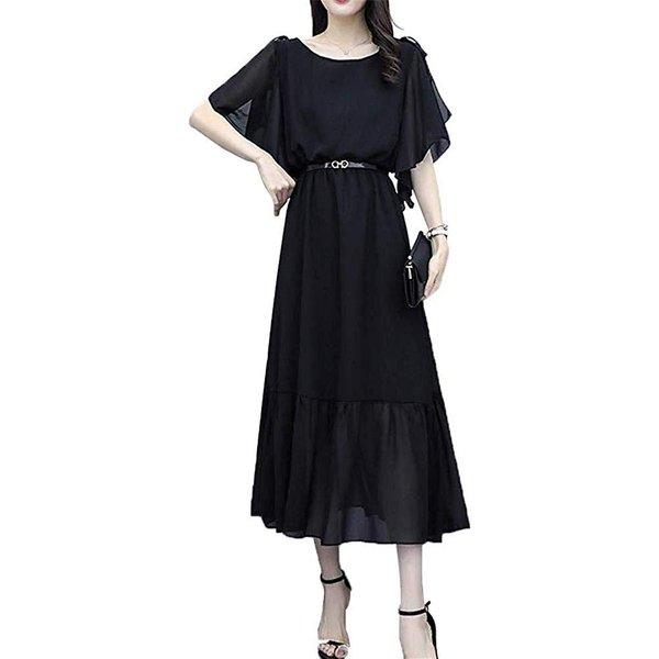 シフォン黒ロングドレス