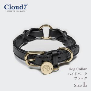 首輪 犬用  ブラック・編革  Cloud7　クラウド7  カラー ハイドパーク Lサイズ ／ Collar Hyde Park海外直輸入｜starry