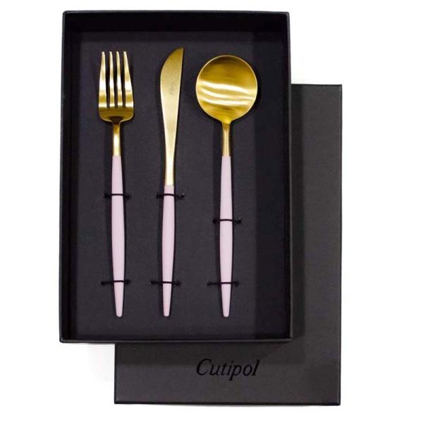 カトラリーセット クチポール Cutipol GOA ゴア 3本セット ピンク ゴールド ギフトセッ...