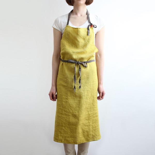 フルエプロン Lino e Lina A218 マノン ミモザ リネン100% キッチン 【ホーム】