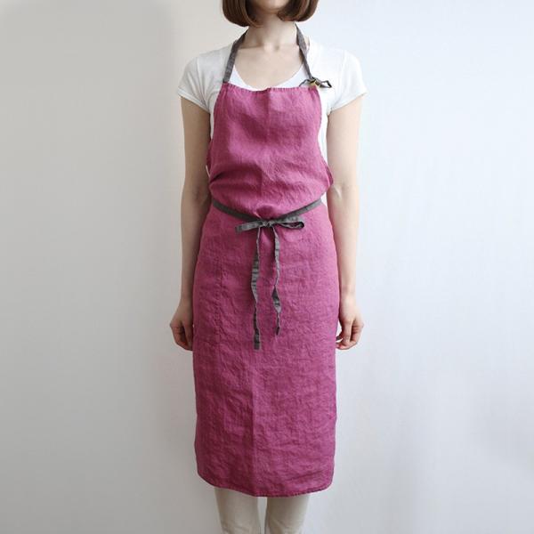 フルエプロン Lino e Lina A266 マノン マゼンダ リネン100% キッチン