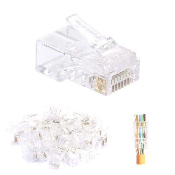 VCE 貫通式 RJ45 コネクタ CAT5E CAT5 LANコネクタ 100個セット 配線簡単 ...