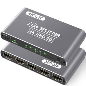 HDMI 分配器 1入力4出力 HDMI スプリッター 自動切替 4Kx2K/1080P解像度 4画面同時出力 3D視覚効果 金メッキポート｜stars-select