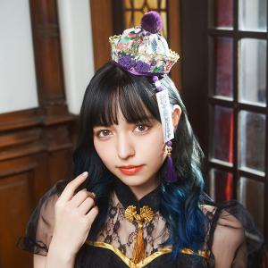 和柄キョンシー帽 紫 多屋来夢 パープル ホワ...の詳細画像2