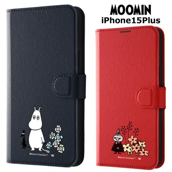 iPhone15Plus ムーミン 手帳型 PUレザー ケース シンプル マグネット カバー フリッ...