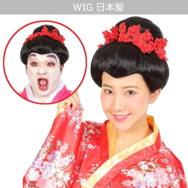 男女兼用 日本髪 ウイッグ アップ wig 面白い 和風 和服 舞妓さん 女装 ギャグ アニメ メン...