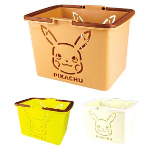 ポケットモンスター ミニカラーバスケット ピカチュウ イエロー ブラウン オフホワイト プラスチック レジカゴ 買い物かご バック バッグ 収納 ボックス ケース｜stars-y