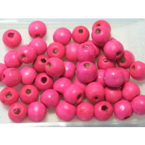 ウッドビーズ 約11x12mmマル・モモ色 約30個 21-PC