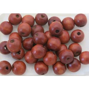 ウッドビーズ約13x14mmマル・ダークレッドブラウン2 約20個 23-DRB2