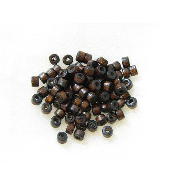ウッドビーズ 約4x3mm 平丸玉・ブラウン 200個 51-B(A)
