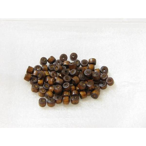 ウッドビーズ 約4x3mm 平丸玉・Lブラウン 200個 51-LB(A)