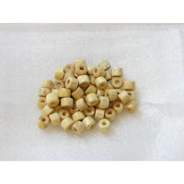 ウッドビーズ 約5x4mm 平丸玉・ナチュラル 100個 54-0R