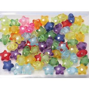アクリルビーズ　クリアタイプ  星 ホシ 12mm 20個入り 色ミックス  AB3-03  アクセ...