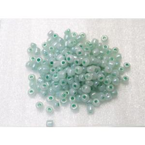 ガラスビーズ セイロンタイプ(L)　3.5x4mm　グリーン 緑　約50個