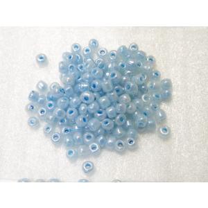 ガラスビーズ セイロンタイプ(L)　3.5x4mm　水色　約50個