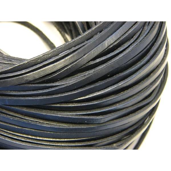 本革紐 平タイプ 4x1.8mm 10cm単位 ブラック 黒　レザー