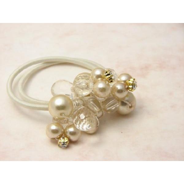 ヘアゴム パールビーズ ベイジュ hg05-be ネコポス便可